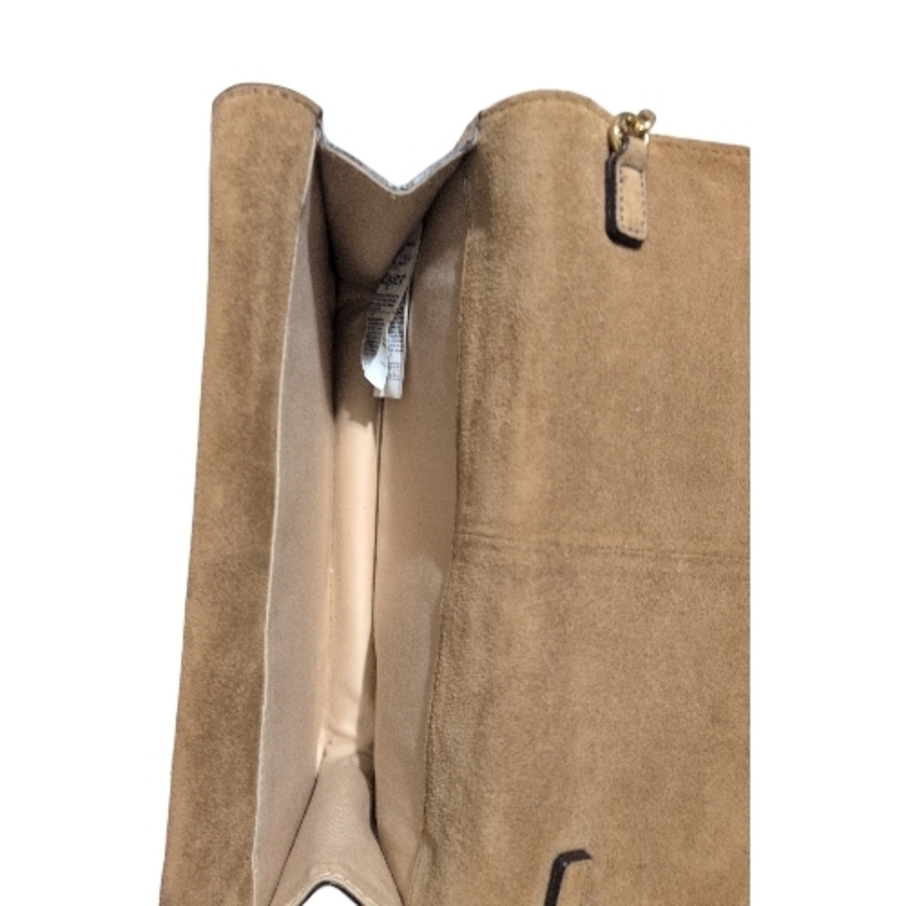 Banana Republic Tan Suede Italian Leather Accordion Bag with Gold Ring - Picture 11 of 12